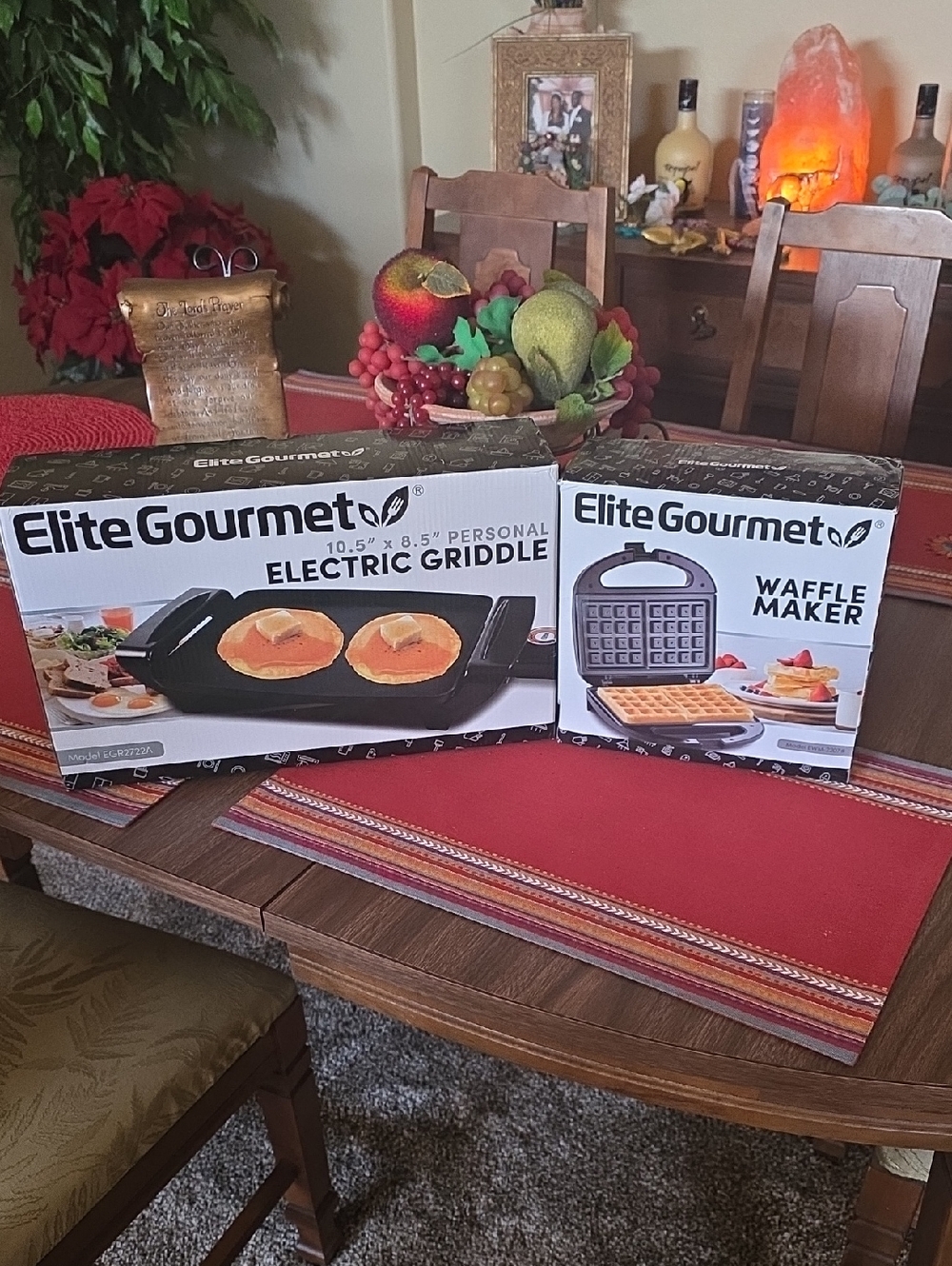 Elite Gourmet Black Electric Griddle & Waffle Maker Combo